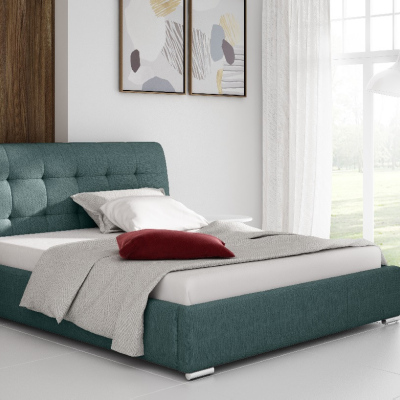 Moderní čalouněná postel Evelyn s úložným prostorem modrá 160 x 200