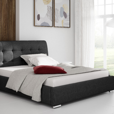 Moderní čalouněná postel Evelyn s úložným prostorem černá 160 x 200