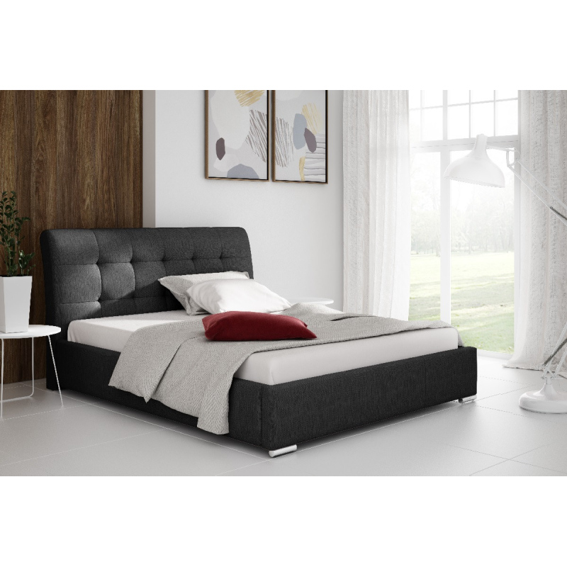 Moderní čalouněná postel Evelyn s úložným prostorem černá 160 x 200
