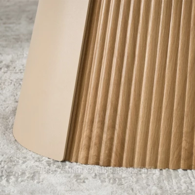 Designový rozkládací stůl 200(300)x98 PEREGRINE - béžový mramor / dub / béžový