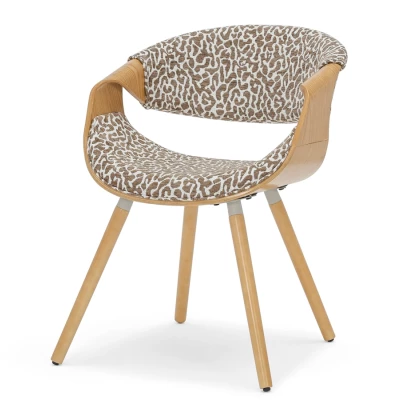 Designová jídelní židle SAROLTA - krémová / hnědá / dub