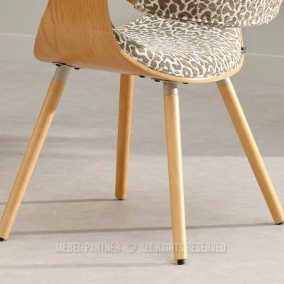 Designová jídelní židle SAROLTA - krémová / hnědá / dub