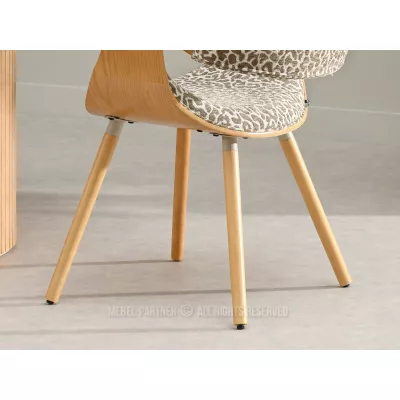 Designová jídelní židle SAROLTA - krémová / hnědá / dub