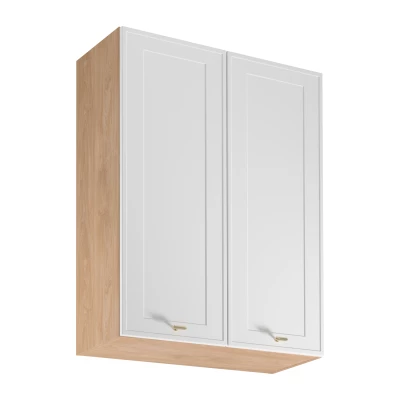 Vysoká horní kuchyňská skříňka SALERNO - šířka 80 cm, dub / bílá