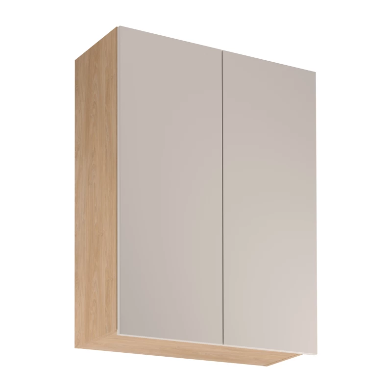 Vysoká horní kuchyňská skříňka SALERNO - šířka 80 cm, dub / béžová