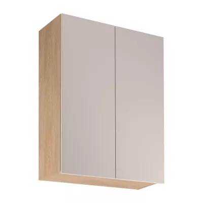 Vysoká horní kuchyňská skříňka SALERNO - šířka 80 cm, dub / béžová