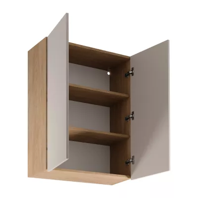 Vysoká horní kuchyňská skříňka SALERNO - šířka 80 cm, dub / béžová