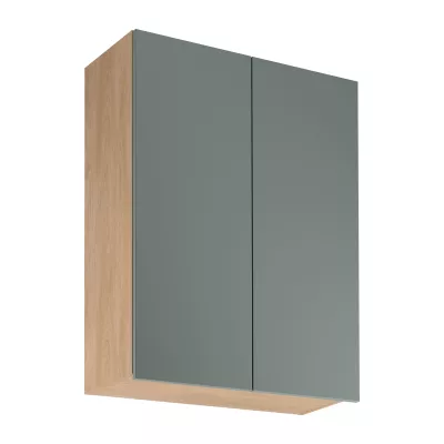 Vysoká horní kuchyňská skříňka SALERNO - šířka 80 cm, dub / zelená