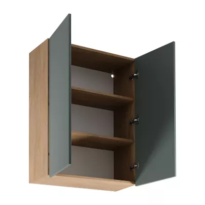 Vysoká horní kuchyňská skříňka SALERNO - šířka 80 cm, dub / zelená