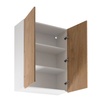 Vysoká horní kuchyňská skříňka SALERNO - šířka 80 cm, bílá / dub