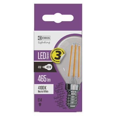 LED filamentová žárovka, MINI, 4W, E14, denní bílá