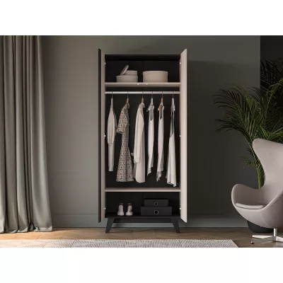 VÝPRODEJ - Šatní skříň 90 cm CHARLOTTE - kašmír / černá