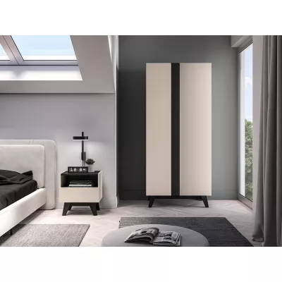 VÝPRODEJ - Šatní skříň 90 cm CHARLOTTE - kašmír / černá