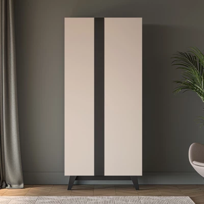 VÝPRODEJ - Šatní skříň 90 cm CHARLOTTE - kašmír / černá