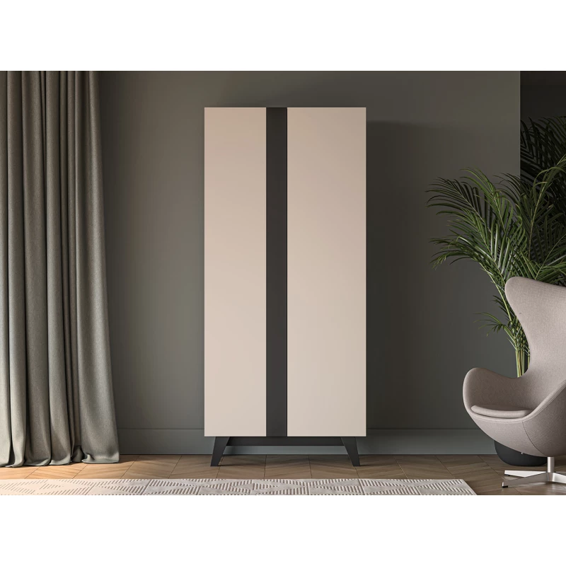 VÝPRODEJ - Šatní skříň 90 cm CHARLOTTE - kašmír / černá