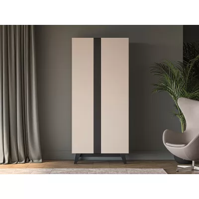 VÝPRODEJ - Šatní skříň 90 cm CHARLOTTE - kašmír / černá