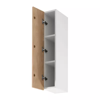 Vysoká horní kuchyňská skříňka SALERNO - šířka 20 cm, bílá / dub, levé provedení