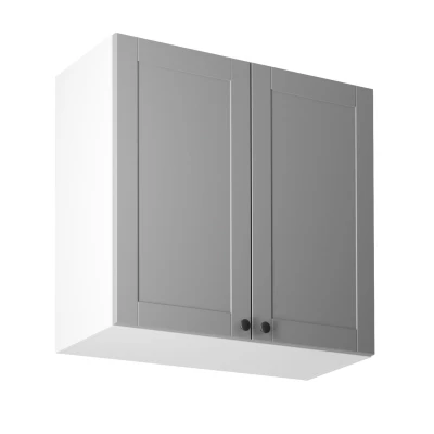Horní dvoudveřová skříňka LUMEA - šířka 80 cm, šedá / bílá