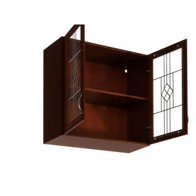 Horní prosklená skříňka SILVARA - šířka 80 cm, ořech