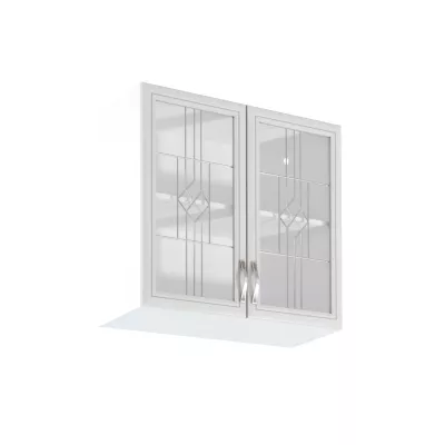 Horní prosklená skříňka SILVARA - šířka 80 cm, borovice andersen / bílá