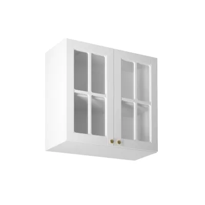 Horní prosklená skříňka LUMEA - šířka 80 cm, bílá
