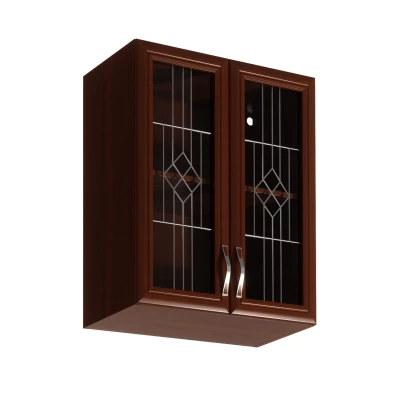 Horní prosklená skříňka SILVARA - šířka 60 cm, ořech