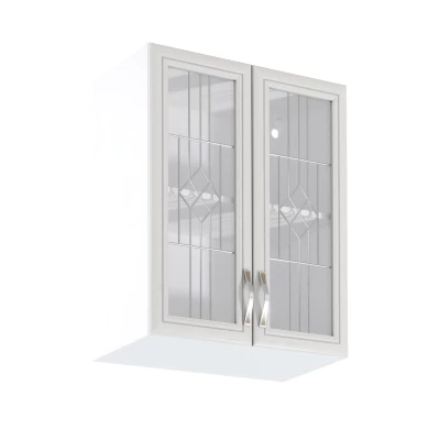 Horní prosklená skříňka SILVARA - šířka 60 cm, borovice andersen / bílá