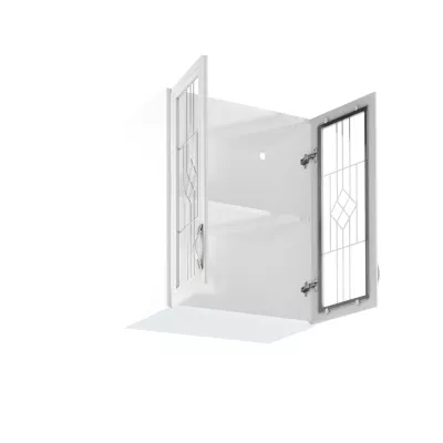 Horní prosklená skříňka SILVARA - šířka 60 cm, borovice andersen / bílá