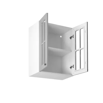 Horní prosklená skříňka LUMEA - šířka 60 cm, šedá / bílá