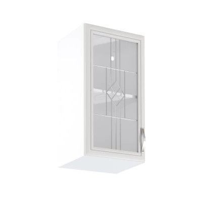 Horní prosklená skříňka SILVARA - šířka 40 cm, borovice andersen / bílá, levé provedení