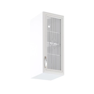 Horní prosklená skříňka SILVARA - šířka 30 cm, borovice andersen / bílá, pravé provedení