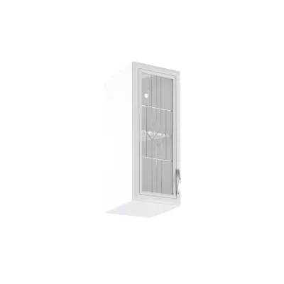 Horní prosklená skříňka SILVARA - šířka 30 cm, borovice andersen / bílá, levé provedení