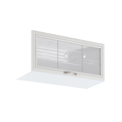 Horní prosklená skříňka s výklopnými dvířky SILVARA - šířka 80 cm, borovice andersen / bílá