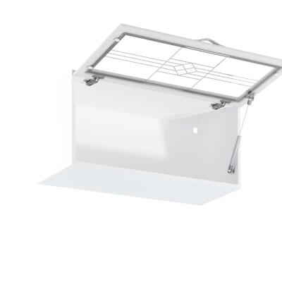 Horní prosklená skříňka s výklopnými dvířky SILVARA - šířka 80 cm, borovice andersen / bílá