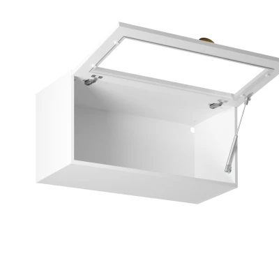 Horní prosklená skříňka s výklopnými dvířky LUMEA - šířka 80 cm, bílá