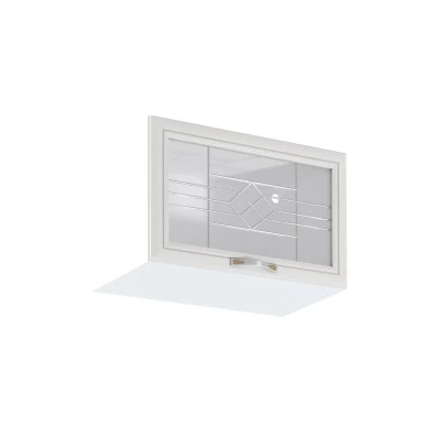Horní prosklená skříňka s výklopnými dvířky SILVARA - šířka 60 cm, borovice andersen / bílá