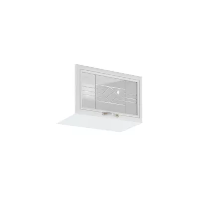 Horní prosklená skříňka s výklopnými dvířky SILVARA - šířka 60 cm, borovice andersen / bílá
