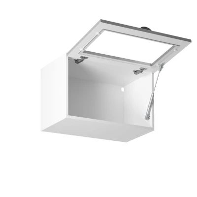 Horní prosklená skříňka s výklopnými dvířky LUMEA - šířka 60 cm, šedá / bílá
