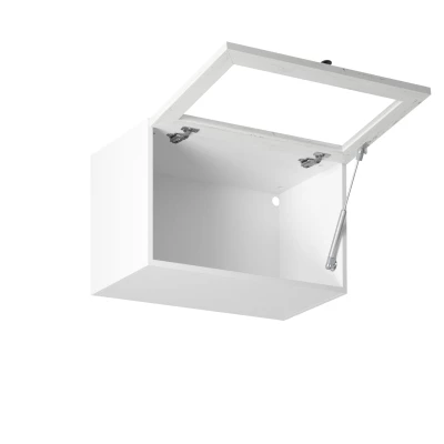 Horní prosklená skříňka s výklopnými dvířky LUMEA - šířka 60 cm, bílá