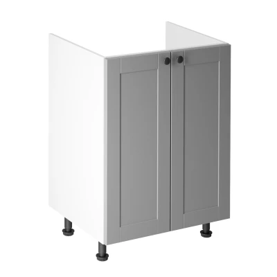 Dvoudveřová dřezová skříňka LUMEA - šířka 60 cm, šedá / bílá