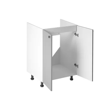 Dvoudveřová dřezová skříňka LUMEA - šířka 60 cm, šedá / bílá