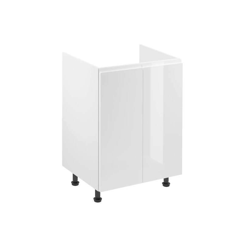 Dvoudveřová dřezová skříňka ARBOR - šířka 60 cm, lesklá bílá / bílá