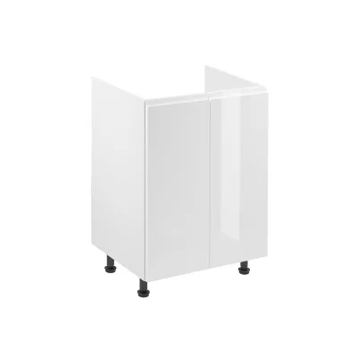 Dvoudveřová dřezová skříňka ARBOR - šířka 60 cm, lesklá bílá / bílá