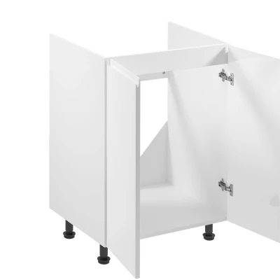 Dvoudveřová dřezová skříňka ARBOR - šířka 60 cm, lesklá bílá / bílá