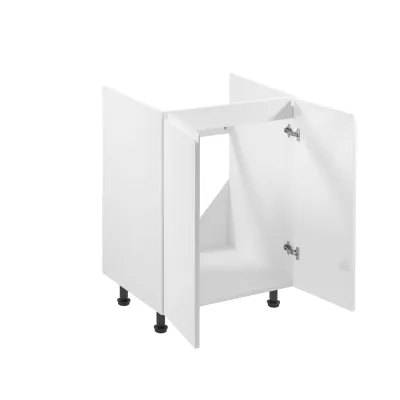 Dvoudveřová dřezová skříňka ARBOR - šířka 60 cm, lesklá bílá / bílá