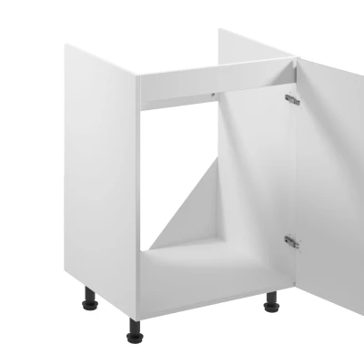 Dolní dřezová skříňka ARBOR - šířka 60 cm, lesklá šedá / bílá, pravé provedení
