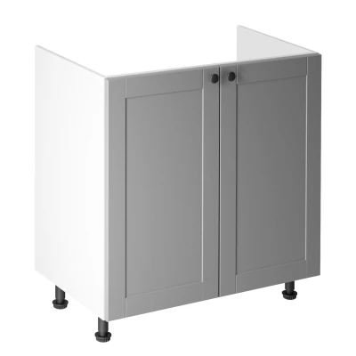Dvoudveřová dřezová skříňka LUMEA - šířka 80 cm, šedá / bílá
