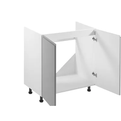 Dvoudveřová dřezová skříňka ARBOR - šířka 80 cm, lesklá šedá / bílá