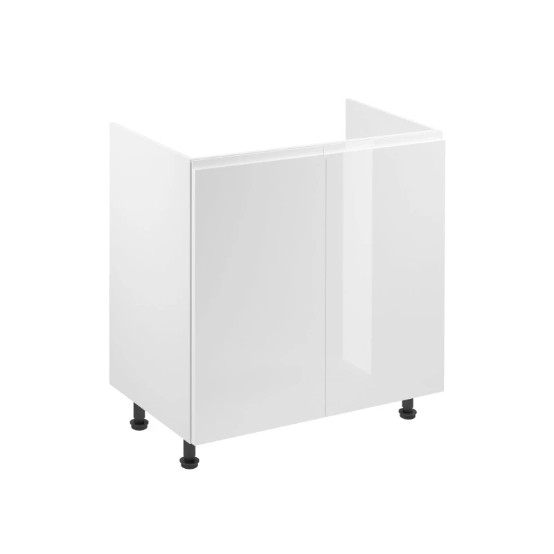 Dvoudveřová dřezová skříňka ARBOR - šířka 80 cm, lesklá bílá / bílá