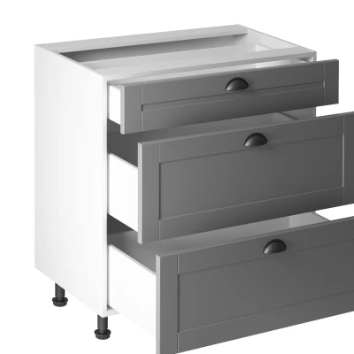 Dolní šuplíková skříňka LUMEA - šířka 80 cm, šedá / bílá